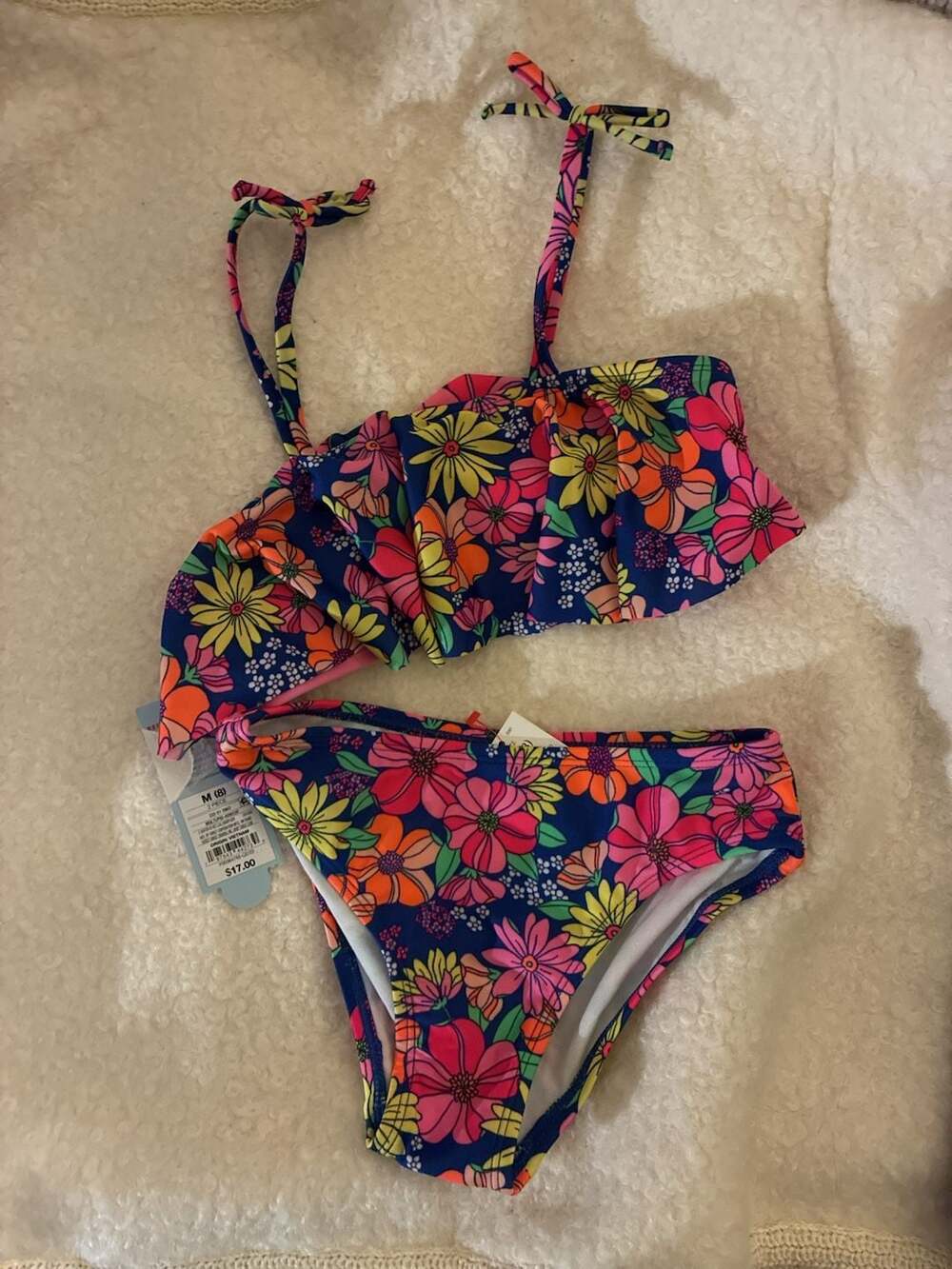 Cat & Jack Girls Floral Print Ruffle Bralette Two-Piece Bikini Swimsuit